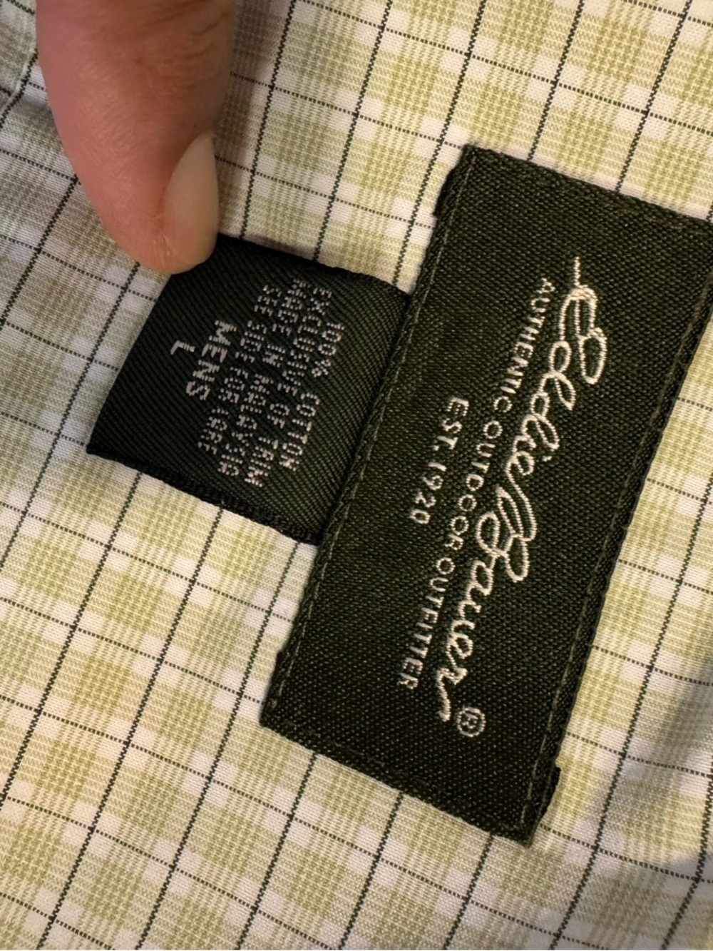 Eddie Bauer Light Green Plaid Long-Sleeve Shirt - Picture 8 of 12